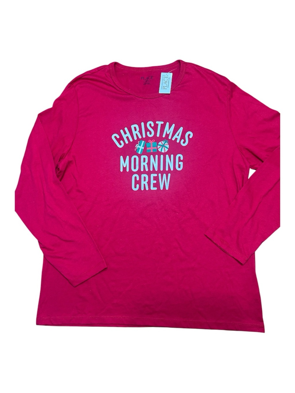 PJ Place Christmas Morning Crew Graphic Knit Crew Neck Top, Size XL